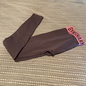 Grey Gymshark Leggings. Pink band with sticky to stay up